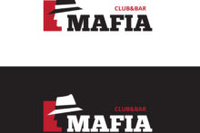 55515116 - vector minimalistic negative space man in hat logo. mafia bar logo
